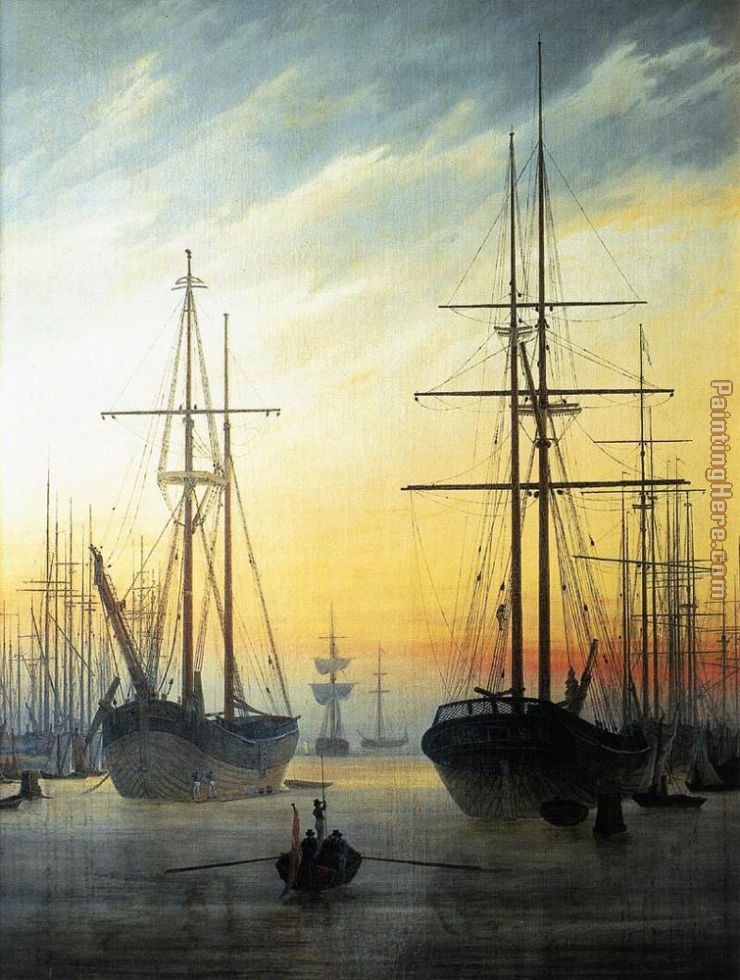 Caspar David Friedrich View of a Harbour